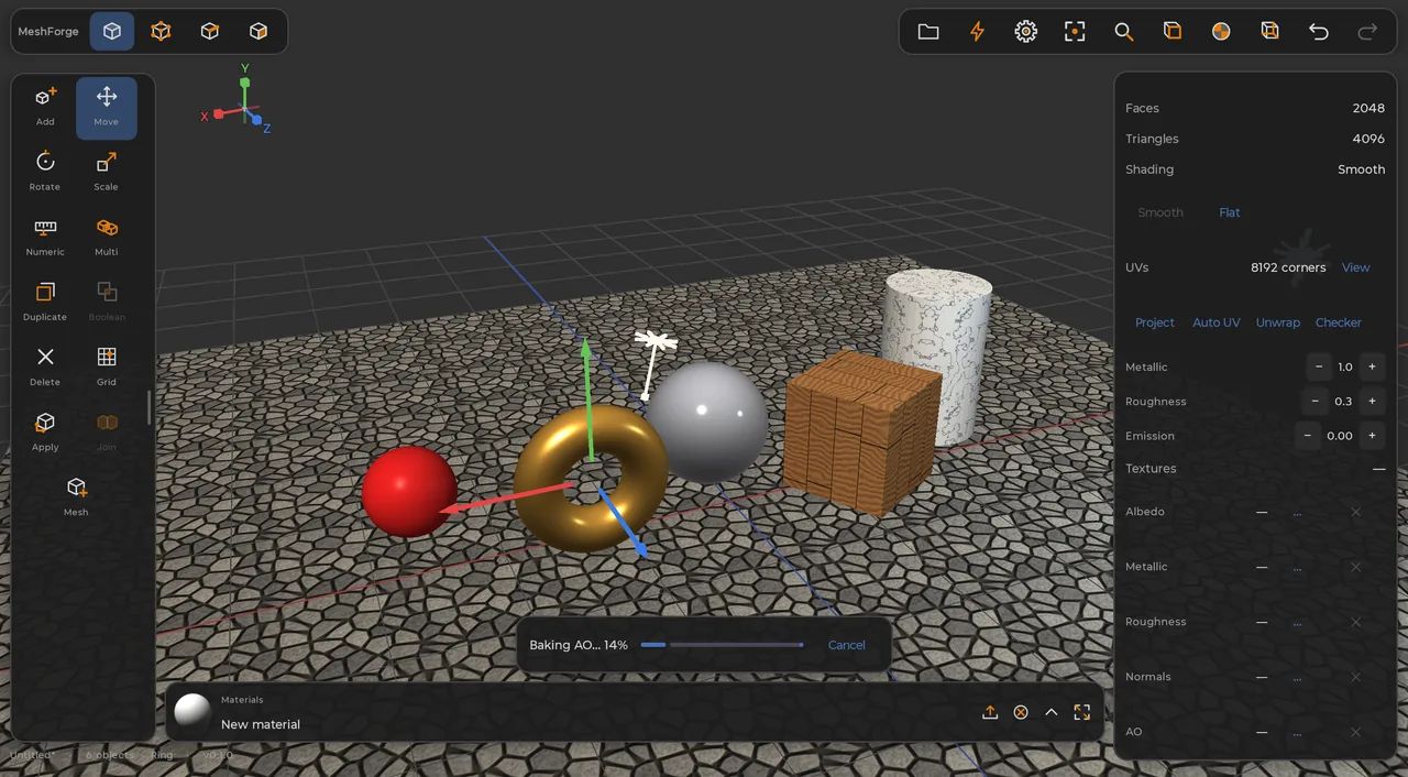 Model with ambient occlusion baked to a texture